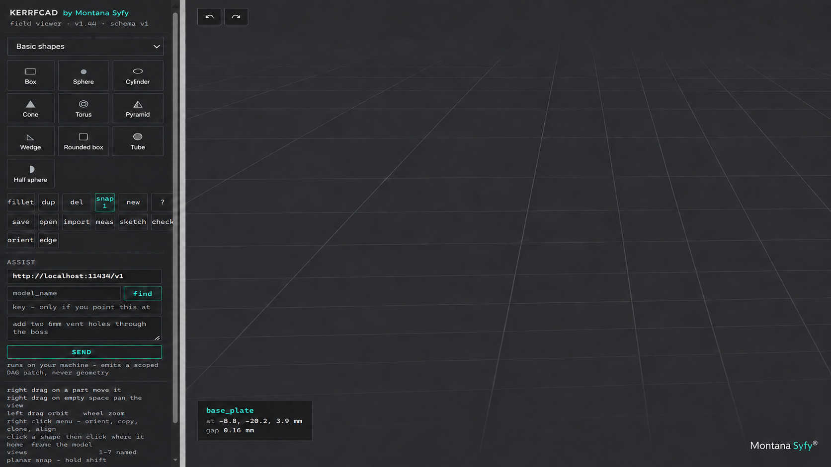KerrfCAD full modeling interface